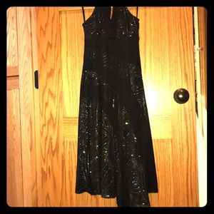 Stunning asymmetrical halter top dress